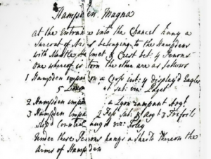Extract from Hampden Magna showing Yates description of the Entrance to the Chancel